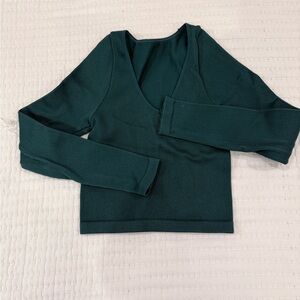 Vitality Deep Green V-Neck Ribbed Top